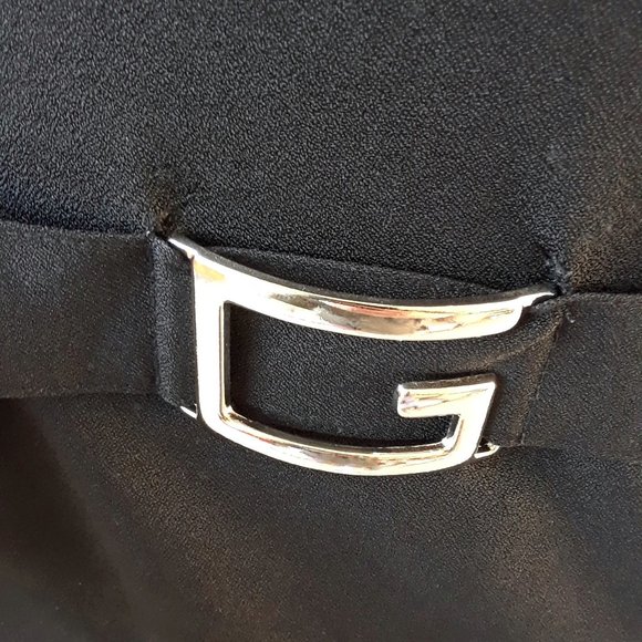 Vintage 1980s Black G Buckle V Neck Button Down Vest - Picture 9 of 11